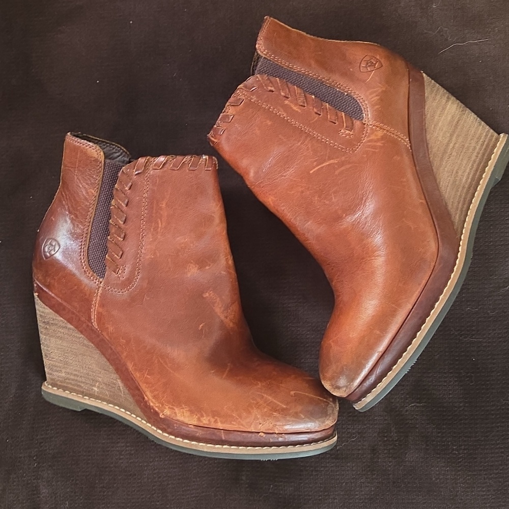 Ariat Belle Western Wedge Bootie Leather Boots | Women’s Size 7 - Picture 3 of 5